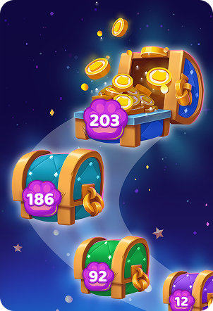Game screenshot showing treasure chests